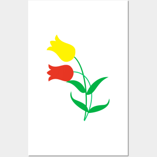 Red and yellow tulips Posters and Art